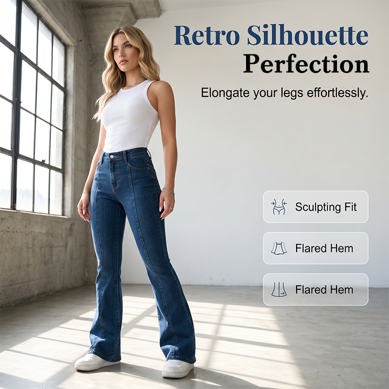 Stretch jeans med utsving og smal passform