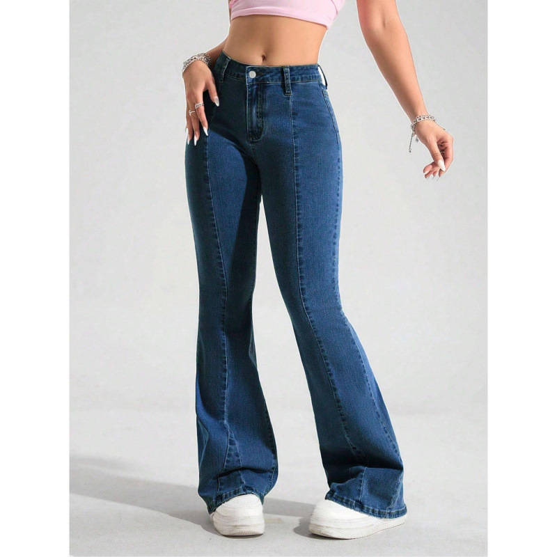 Stretch jeans med utsving og smal passform