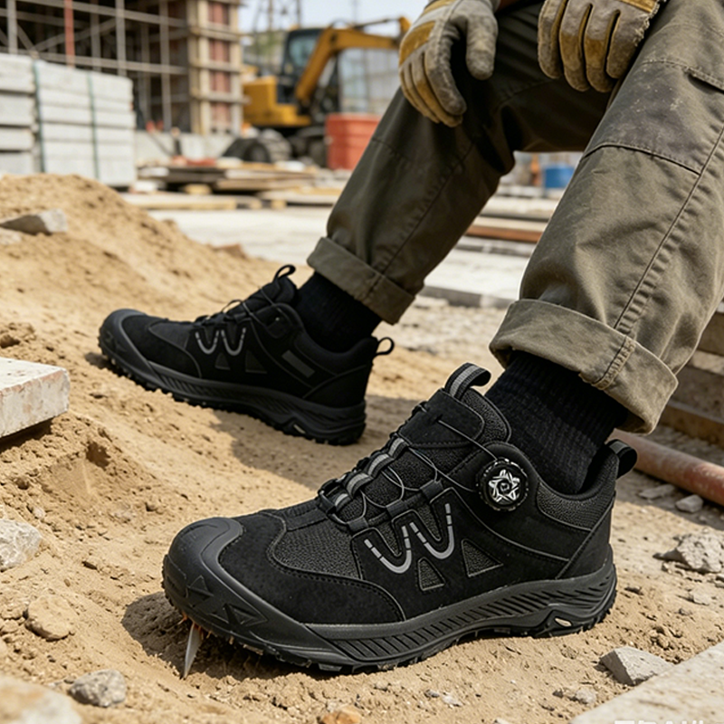 Zapatos de seguridad para hombre con puntera de acero y sistema de cordones giratorio