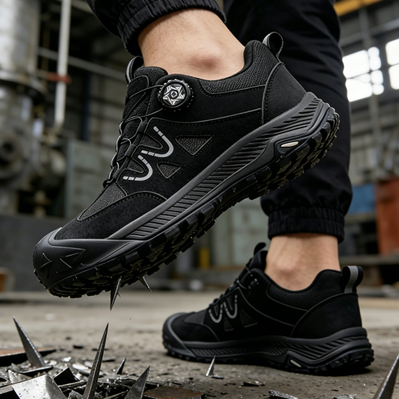 Zapatos de seguridad para hombre con puntera de acero y sistema de cordones giratorio