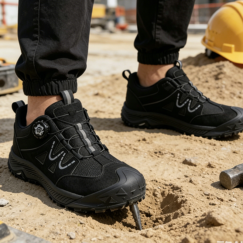 Zapatos de seguridad para hombre con puntera de acero y sistema de cordones giratorio