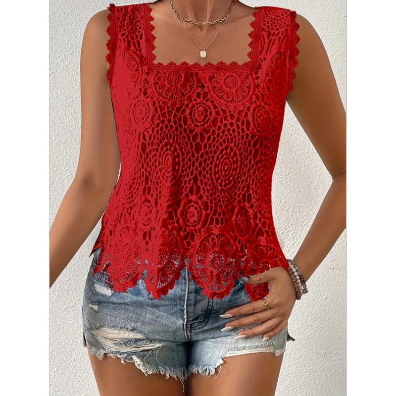 Haut sans manches en dentelle au crochet