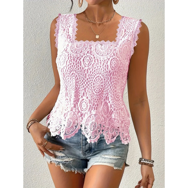 Haut sans manches en dentelle au crochet