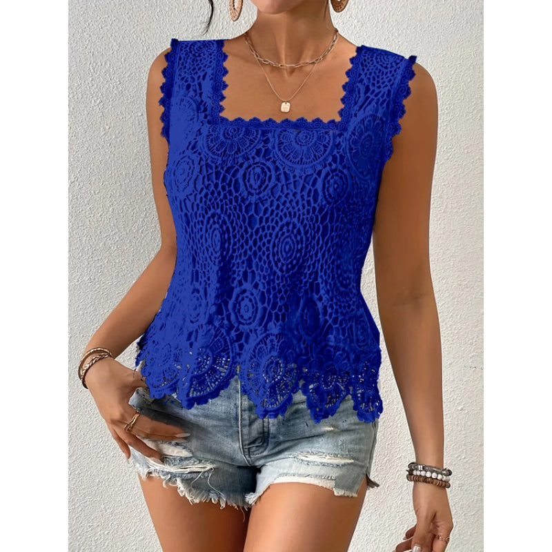 Haut sans manches en dentelle au crochet