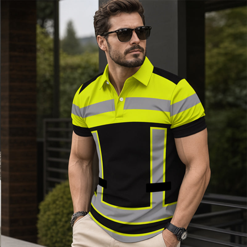 Camicia da uomo ad alta visibilità con bande catarifrangenti