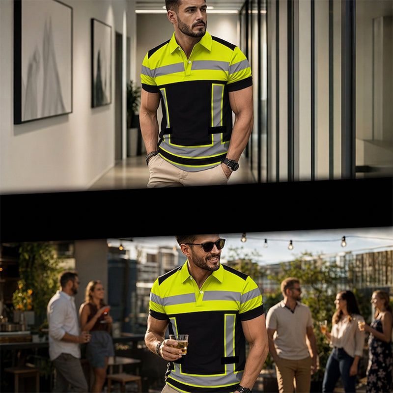 Camicia da uomo ad alta visibilità con bande catarifrangenti