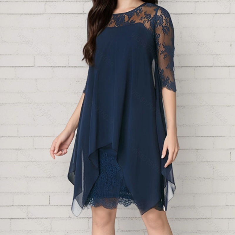 Vestit elegant de renda amb orllat asimètriu