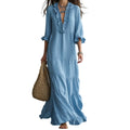 Vestit maxi d'escarapel·les amb coll en V per a dona