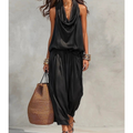 Mono de mujer con cuello halter y pernera ancha