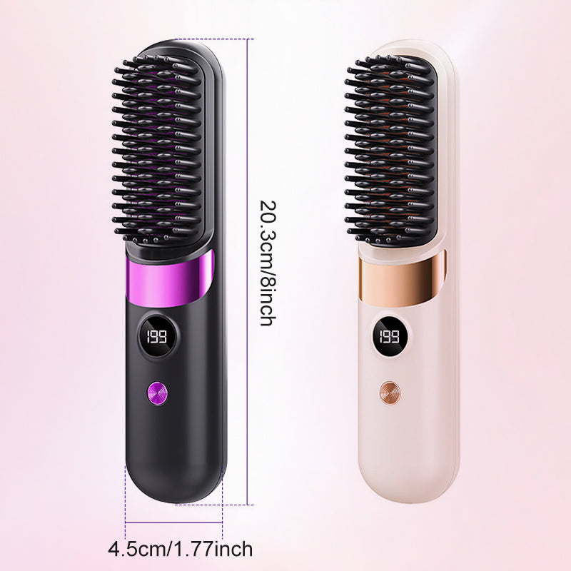 Peigne lissant sans fil 3-en-1 – lisse, démêle et boucle