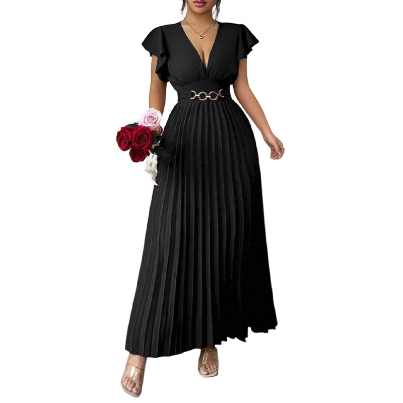Vestit maxi plisset fluíd