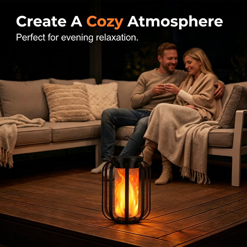 Lanterne solaire à flamme vacillante étanche et automatique