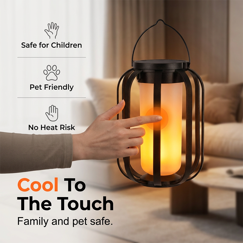 Lanterne solaire à flamme vacillante étanche et automatique