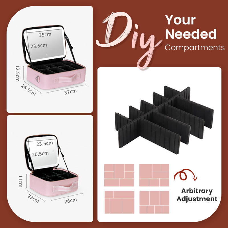 Trousse de maquillage portable avec miroir LED