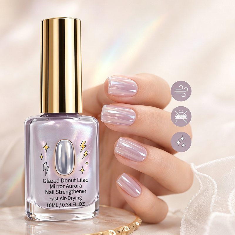 Durcisseur pour ongles effet miroir lilas brillant