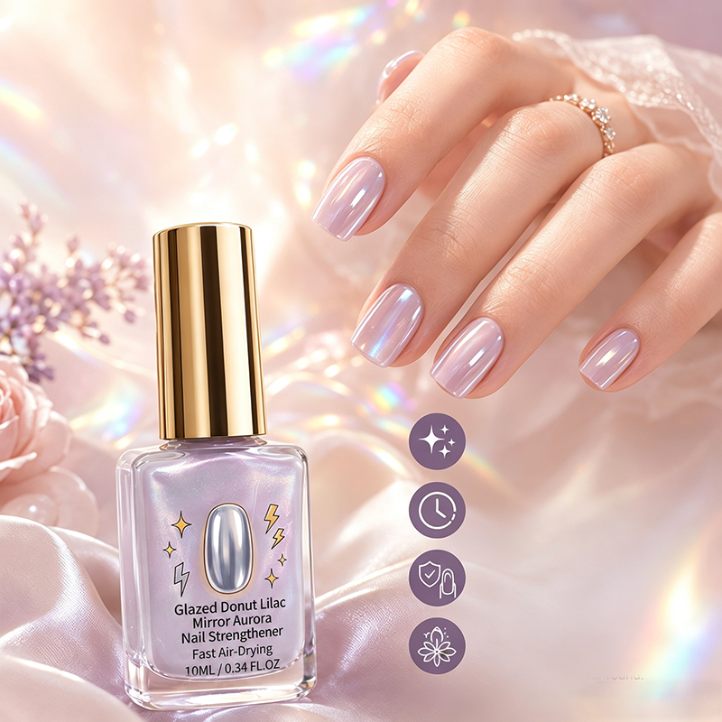 Durcisseur pour ongles effet miroir lilas brillant