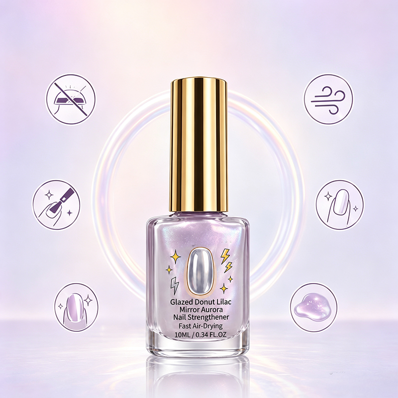 Durcisseur pour ongles effet miroir lilas brillant