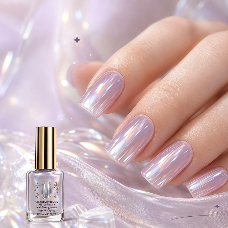 Durcisseur pour ongles effet miroir lilas brillant
