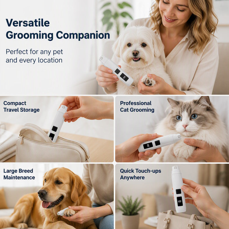 Lima de uñas eléctrica para mascotas con indicador de carga LED
