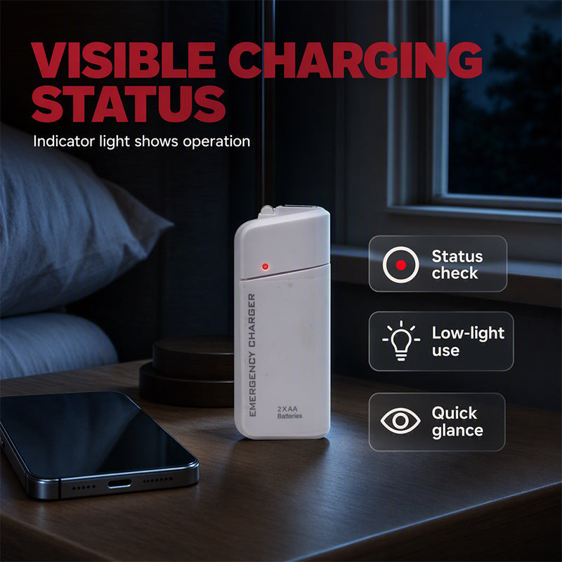 Bærbar nødlader med AA-batterier og LED-lampe