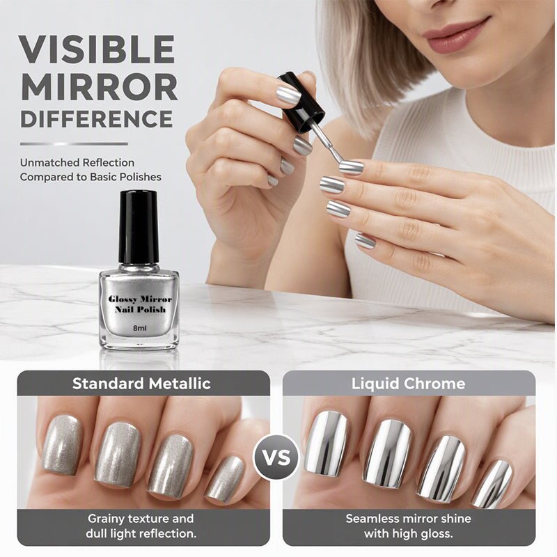 Vernis à ongles métallisé effet miroir ultra brillant