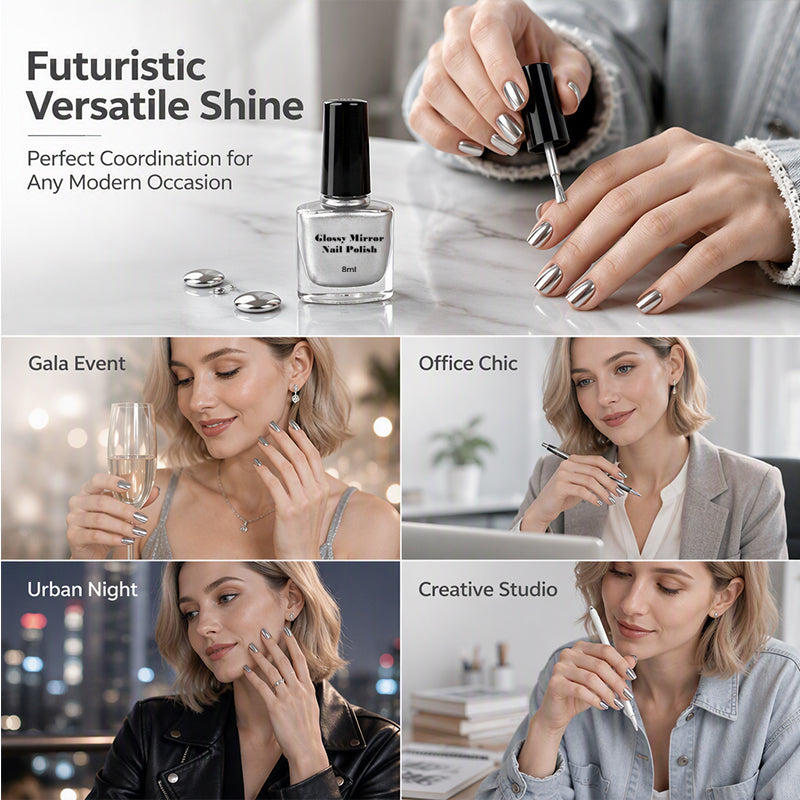 Vernis à ongles métallisé effet miroir ultra brillant