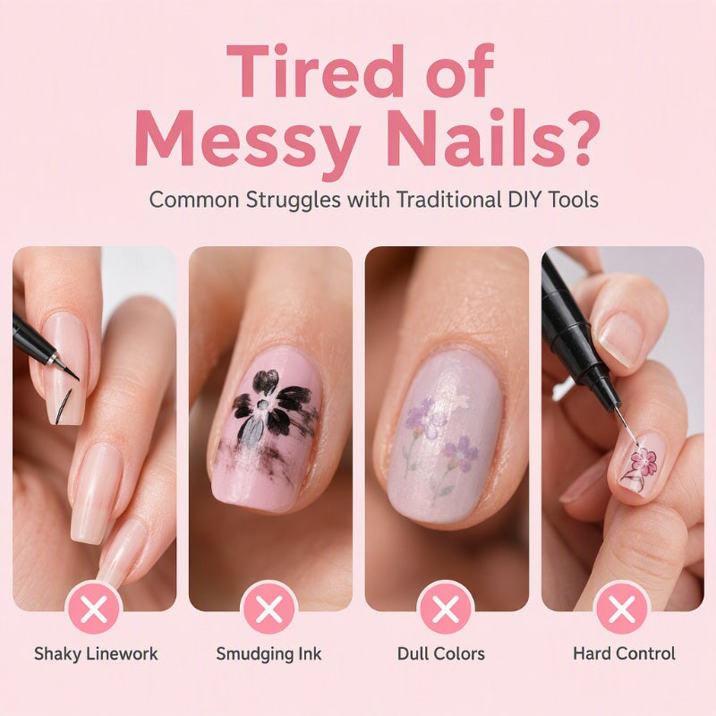 Sett med 12 nail art-tusjer med dobbel tupp – 24 farger