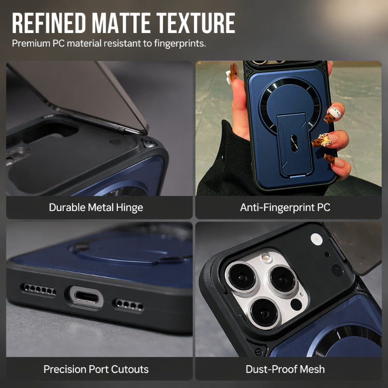 📱✨ Funda Magnética con Protección Plegable para la Cámara y Soporte Invisible – PC Mate Premium, Anillo Magnético Potente, Diseño Delgado y Elegante