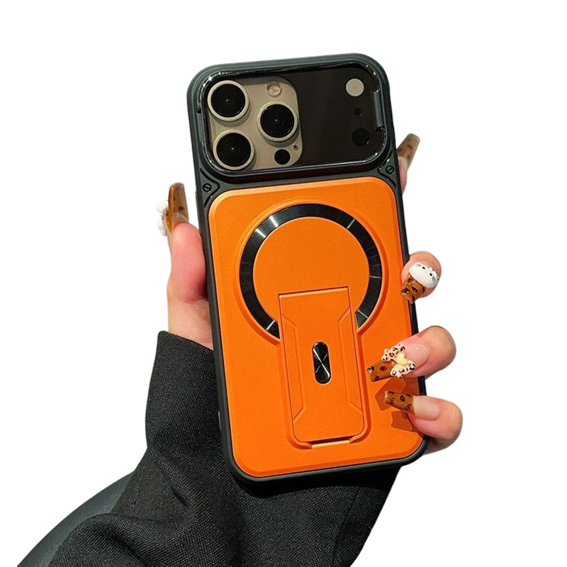 📱✨ Cover Magnetica con Protezione Pieghevole dell'Obiettivo e Supporto Invisibile – PC Opaco Premium, Potente Anello Magnetico, Design Sottile ed Elegante