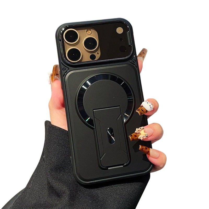 📱✨ Cover Magnetica con Protezione Pieghevole dell'Obiettivo e Supporto Invisibile – PC Opaco Premium, Potente Anello Magnetico, Design Sottile ed Elegante