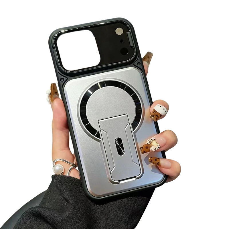 📱✨ Cover Magnetica con Protezione Pieghevole dell'Obiettivo e Supporto Invisibile – PC Opaco Premium, Potente Anello Magnetico, Design Sottile ed Elegante