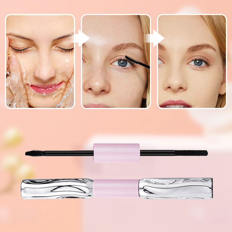 👁️ Mascara 2 in 1 Volumizzante & Arricciante – Doppia Testina | Lunga Durata | Waterproof & Antisbavatura | Pennello 3D Antigrumi | Facile da Rimuovere | Nero ✨💃