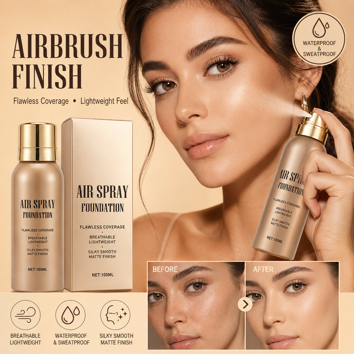 Fondotinta spray effetto aerografo, finish perfetto