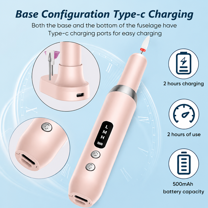 Ponceuse à ongles électrique sans fil rechargeable