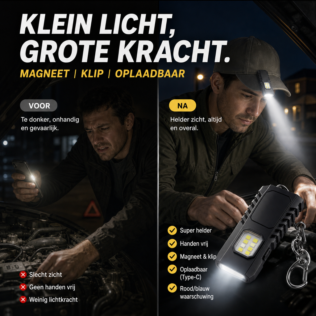 Mini llanterna LED recarregable per USB, magnètica i multifunció