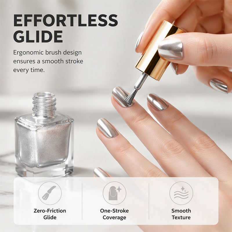 Vernis chrome argenté effet miroir sans lampe UV
