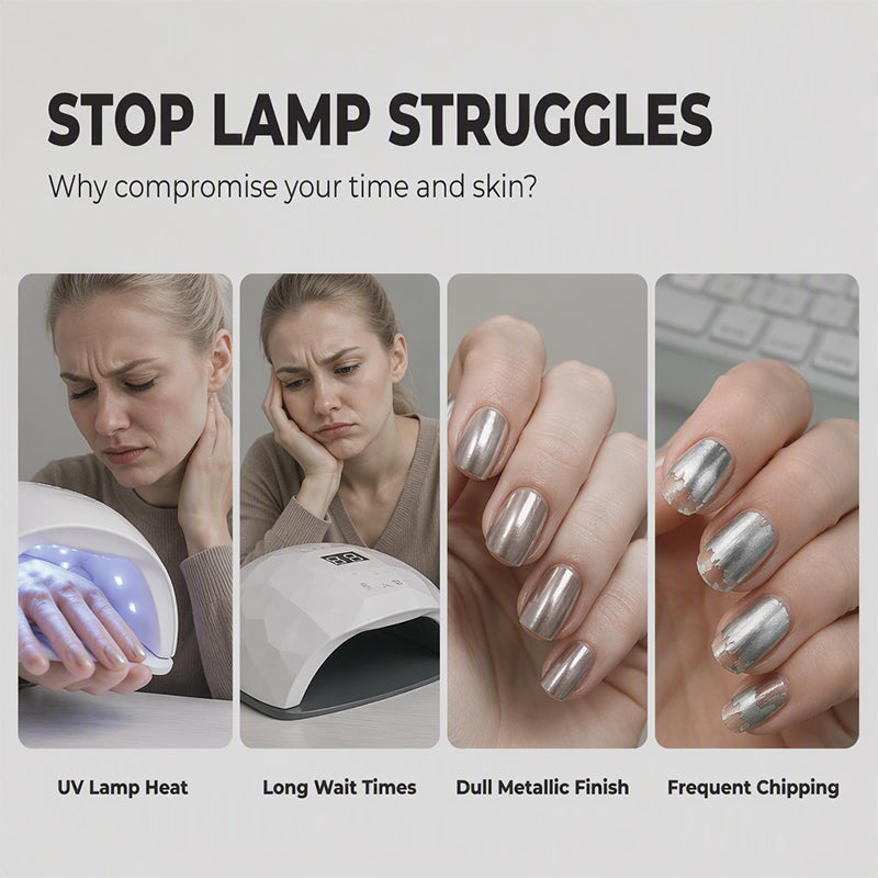 Vernis chrome argenté effet miroir sans lampe UV