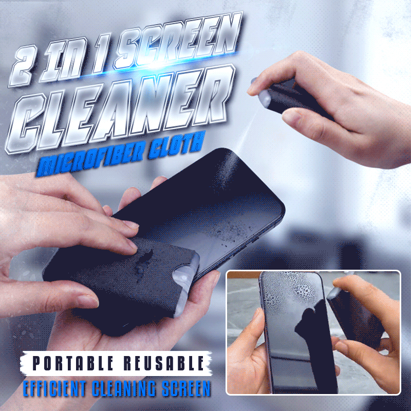 Pulitore per schermi 2 in 1 con panno in microfibra