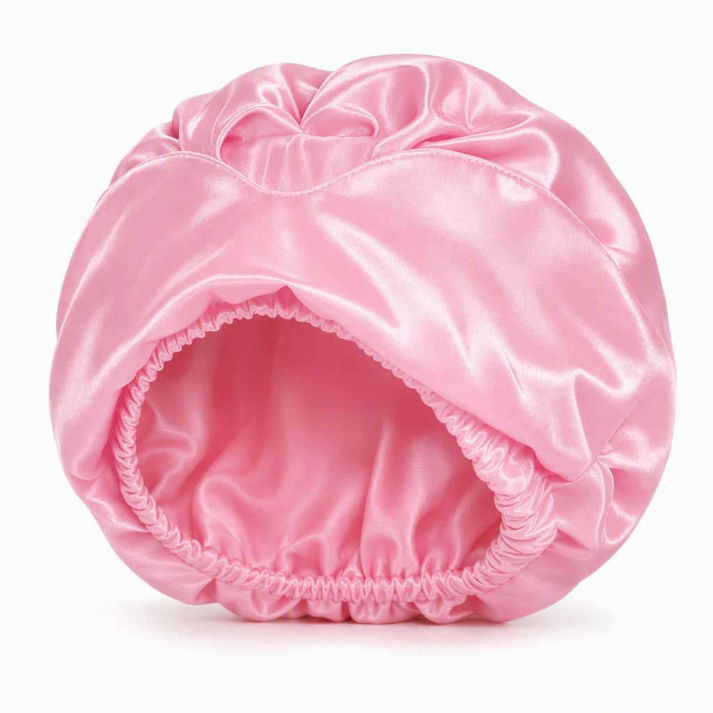 Bonnet de nuit en satin 2-en-1 pour femme avec masque occultant intégré