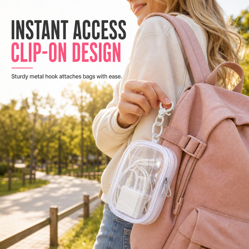 Étui de rangement pour accessoires de voyage transparent et portable