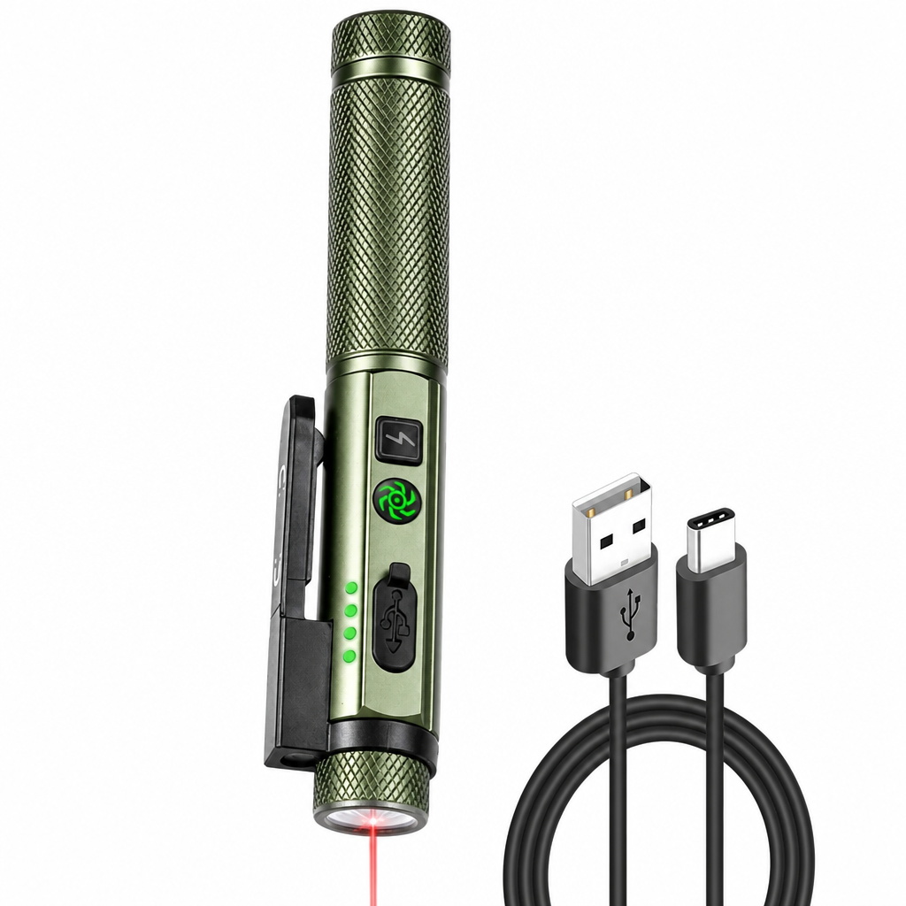 Lampe stylo LED avec laser rouge et base magnétique