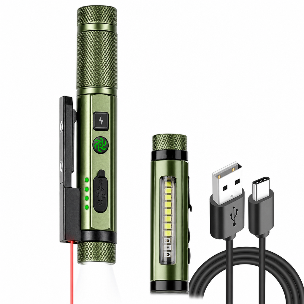Lampe stylo LED avec laser rouge et base magnétique