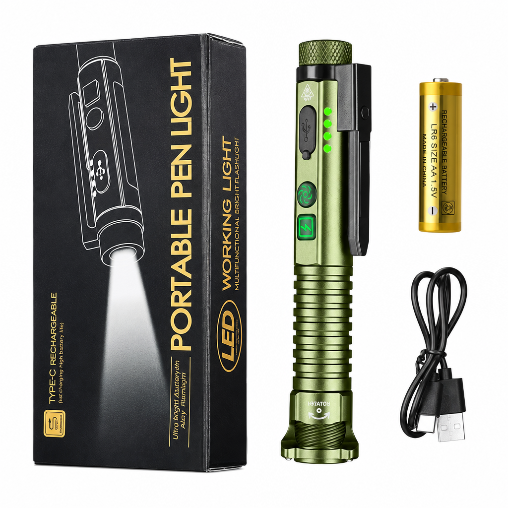 Lampe stylo LED avec laser rouge et base magnétique