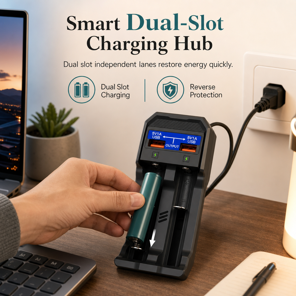 🔋 Smart dobbel litiumbatterilader