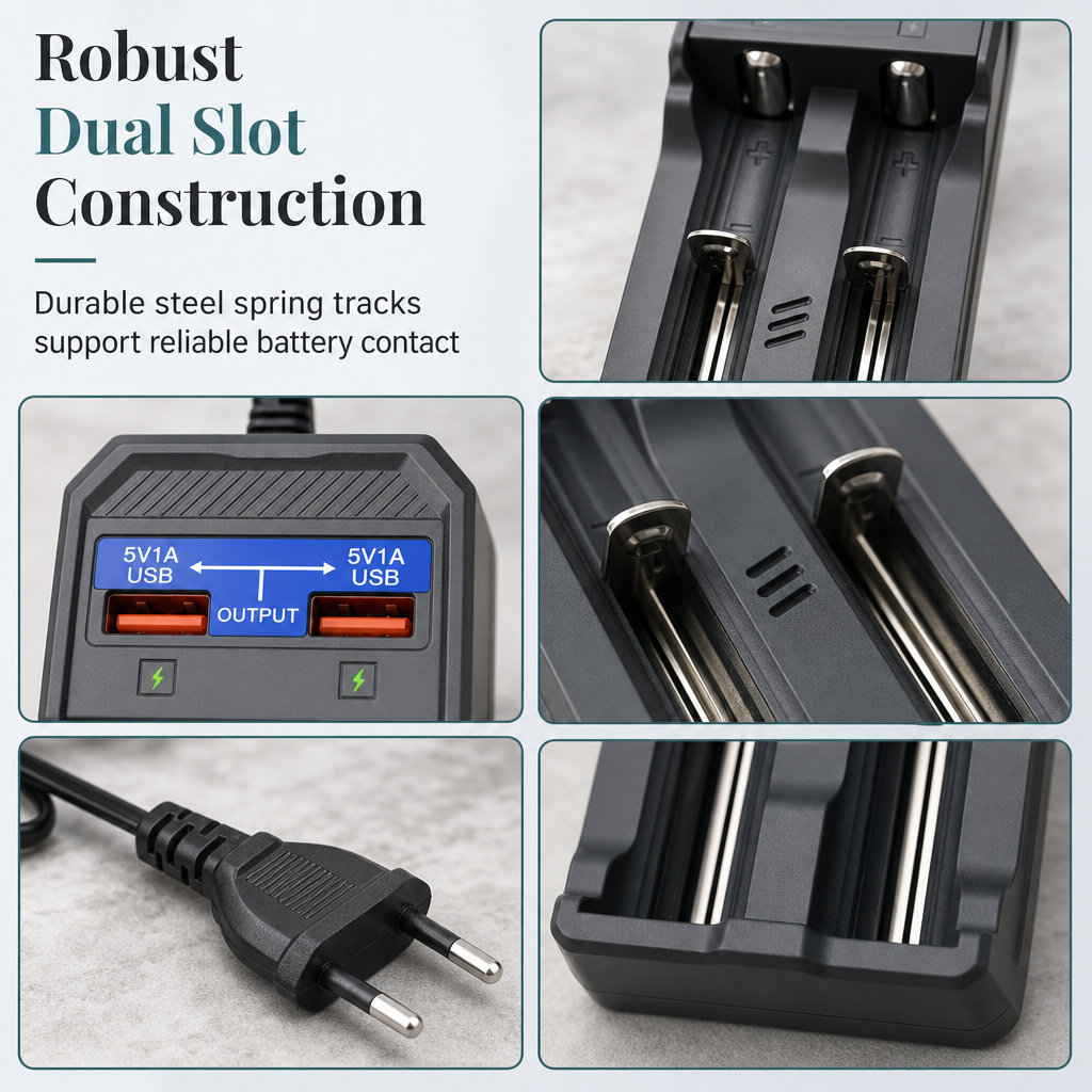 🔋 Smart dobbel litiumbatterilader