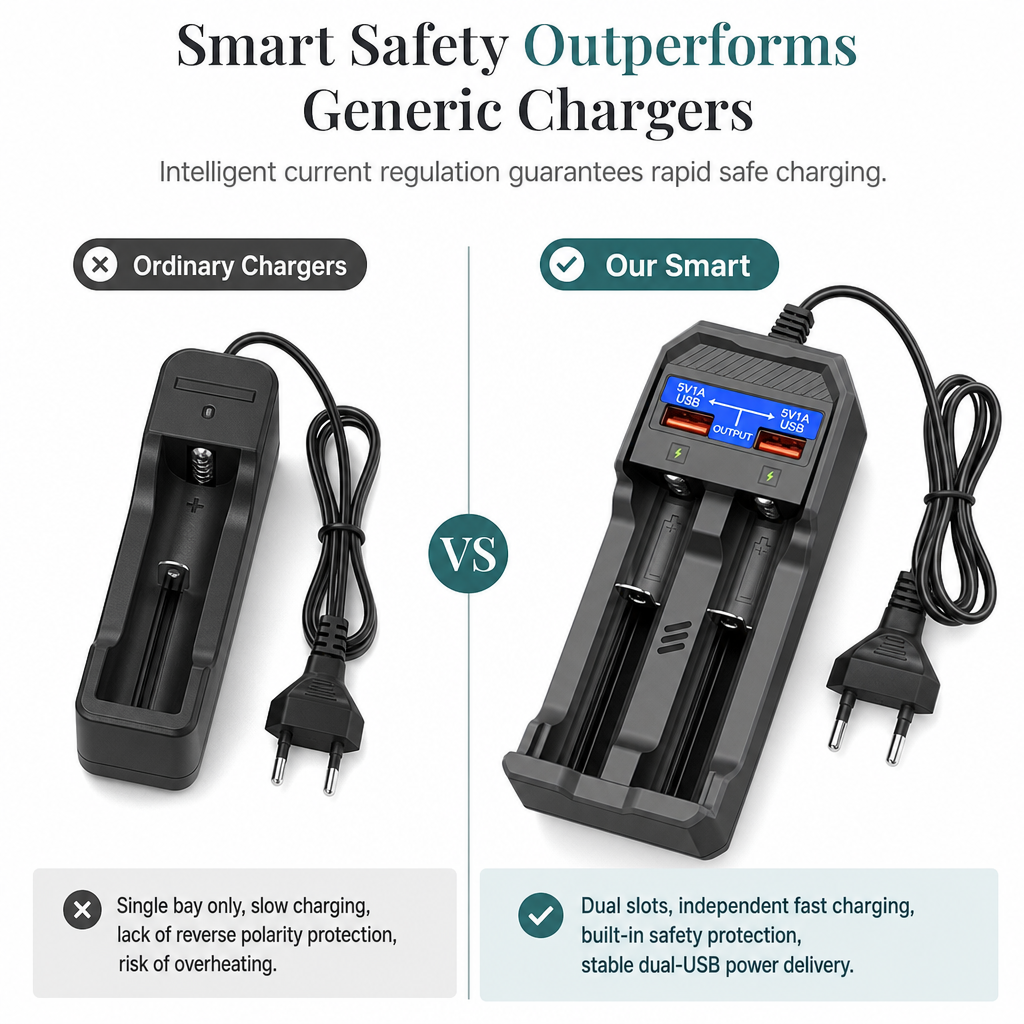 🔋 Smart dobbel litiumbatterilader