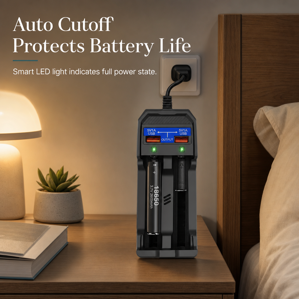 🔋 Smart dobbel litiumbatterilader