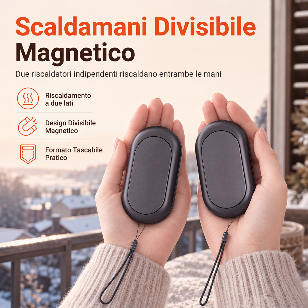 Chauffe-mains magnétique rechargeable USB 2 en 1 séparable