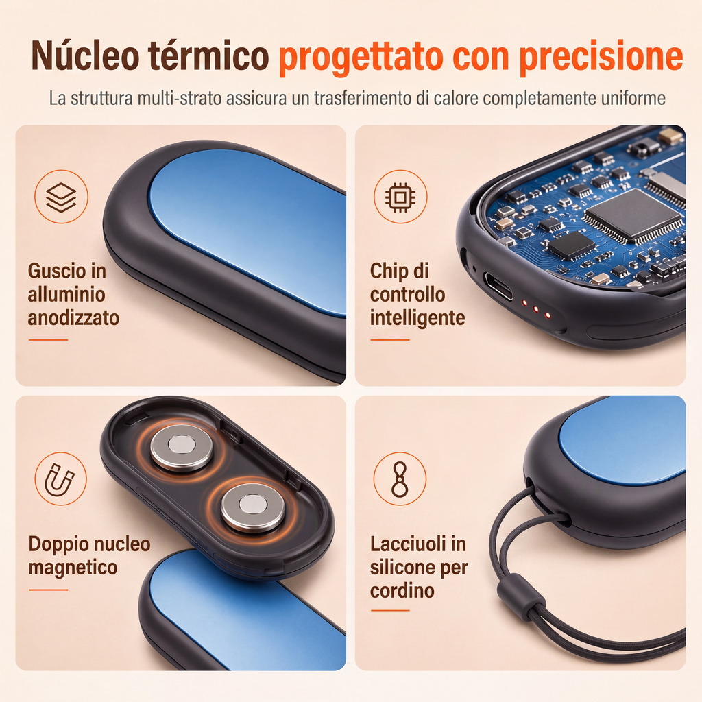 Chauffe-mains magnétique rechargeable USB 2 en 1 séparable