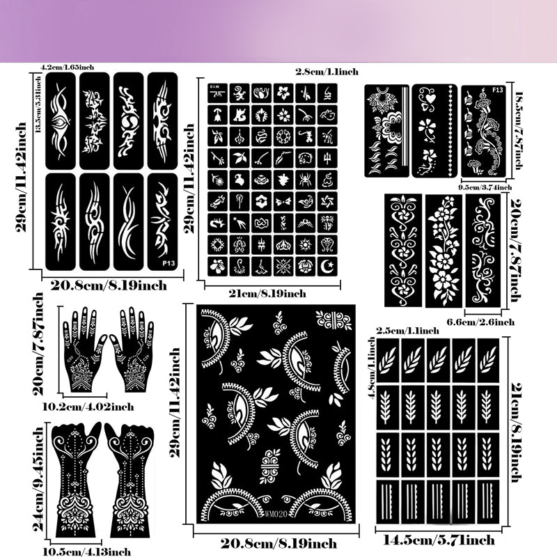 🎨 Kit complet de tatuatge de henna de 3 colors